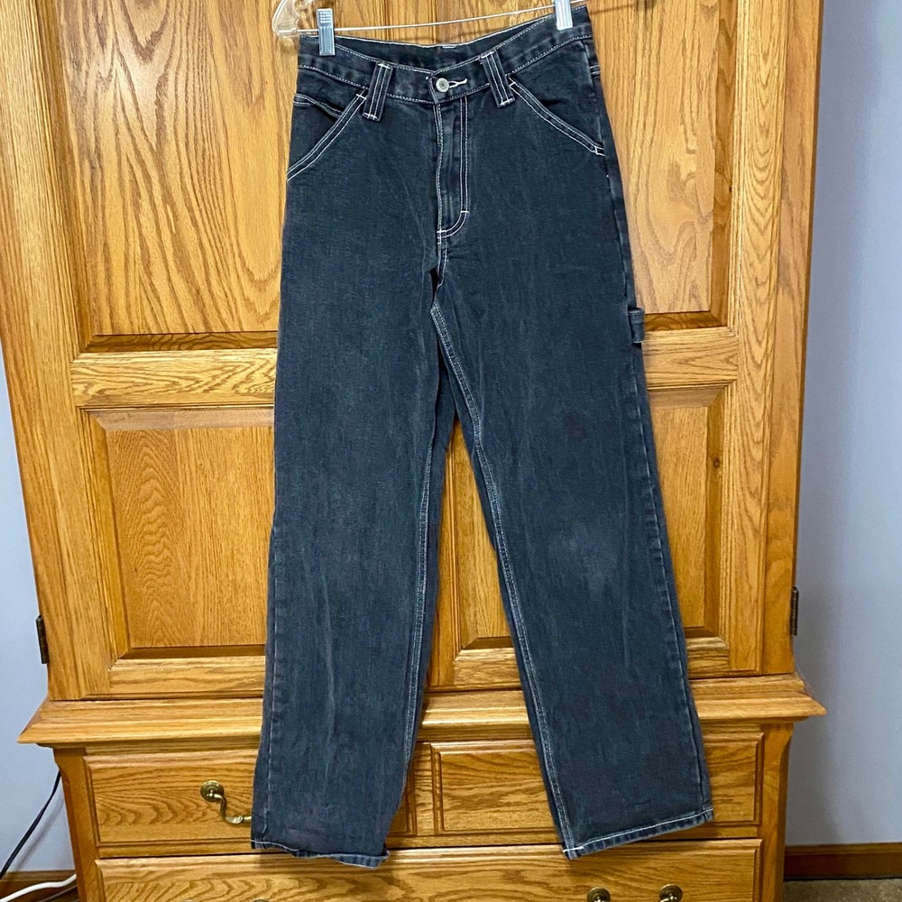 John Galt Brandy Melville Shanghai Carpenter Jeans Black Contrast Stitch Small S